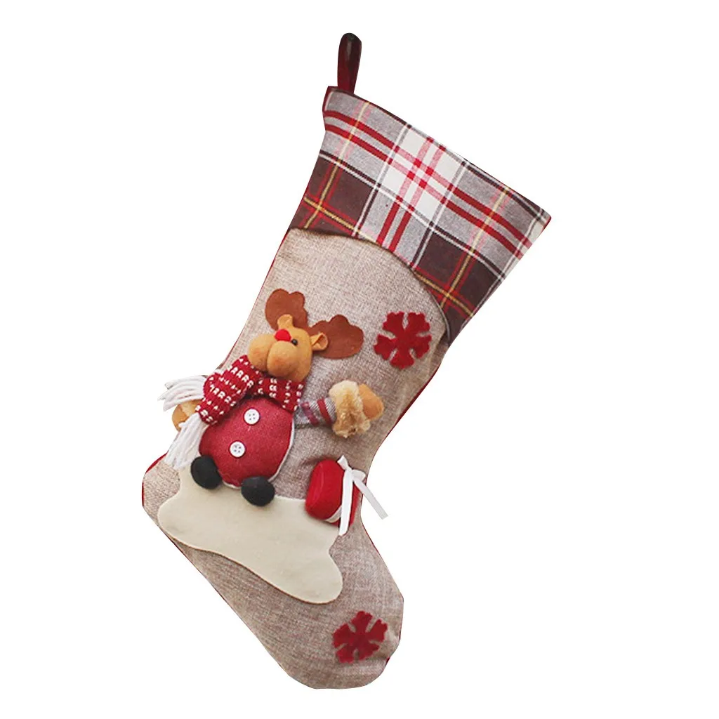 C 1PC Ornaments Festival Party Xmas Tree Hanging Decor Christmas Socks women's warm socks New Year socks skarpety swiateczne#T - Цвет: C