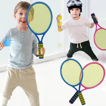 

2pcs Outdoor Sports Childrens Kids Tennis Rackets Training Racquet Elastic Mesh Racquets with 2 Balls Outdoor Sports Toy