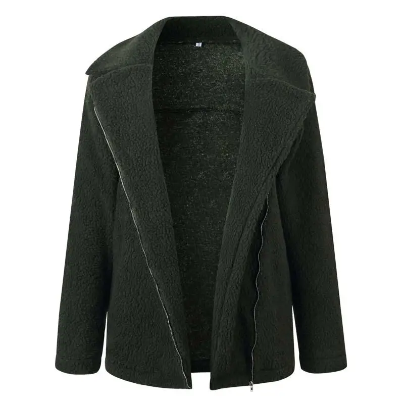 Зимнее теплое пальто Тедди женские шубы из искусственного меха женские осенние мягкие молнии плюшевое пальто Меховая куртка женская карман - Цвет: Черный