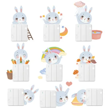 

Switch Panel Stickers Decorative Cartoon Rabbit Protective Case Modern Living Room Bedroom Wall Household Socket Wall Decal