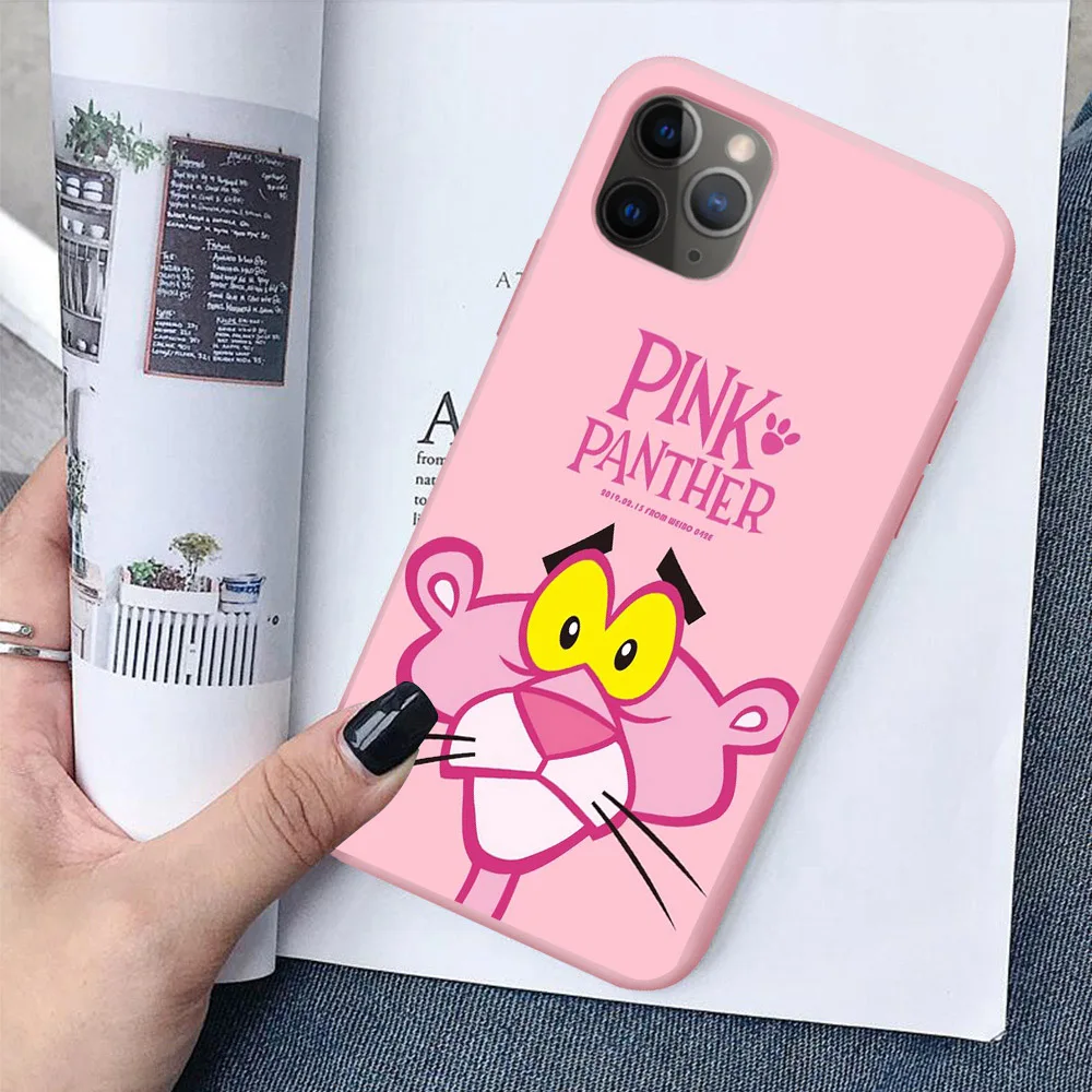 Модный розовый матовый Мягкий силиконовый чехол для телефона iPhone 11 Pro MAX 6 6S 7 8 SE 5s MAX XR XS X Plus Kawai Розовая пантера - Color: TPU