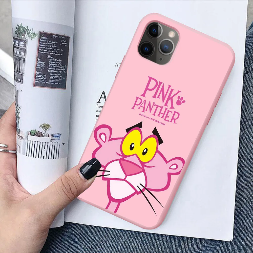 TPU Модный розовый матовый Мягкий силиконовый чехол для телефона iPhone 11 Pro MAX 6 6S 7 8 SE 5s MAX XR XS X Plus Kawai Розовая пантера - Color: TPU