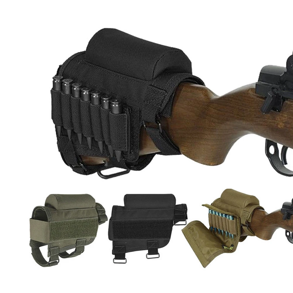 Tactical Butt Stock Rifle Cheek Rest Pouch Riser Pad Shell Bullet Holder Ammo Cartridges Bag Airsoft Gun Accessories Mag Pouches | Спорт и
