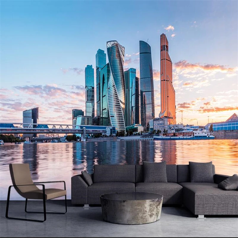 Beibehang-European-high-definition-modern-harbour-city-landscape-background-custom-large-mural-green-wallpaper-papel-de