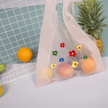 Женская Студенческая вышитая сетчатая сумочка, портативная хозяйственная сумка для улицы O66