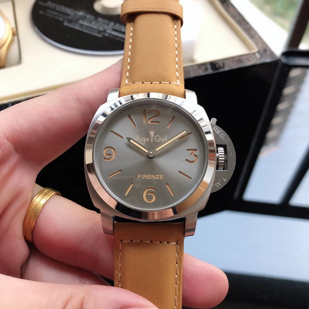 

Luxury Brand New Men Automatic Mechanical Sapphire Stainless Steel 1950 3 DAYS ACCIAIO 47MM Grey Dial Brown Leather Number Watch