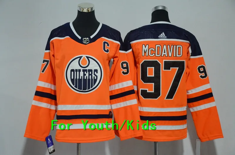 Молодежная вышивка сшитая Эдмонтон#97 Коннор макдавид 93 Ryan Nugent-Hopkins 27 Milan Lucic Kids Jersey - Цвет: 1