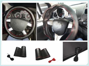 

38CM DIY car steering wheel cover soft leather braided needle accessories for Ford Transit Ranger Mustang Ka Fusion Focus