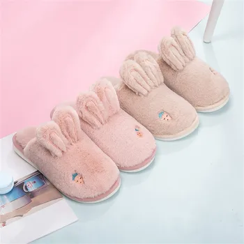 

Winter Shoes Woman flip flops Platform Flat With Warm Floor Home Cuty Rabit Ear Shoes Home slippers women zapatos de mujer