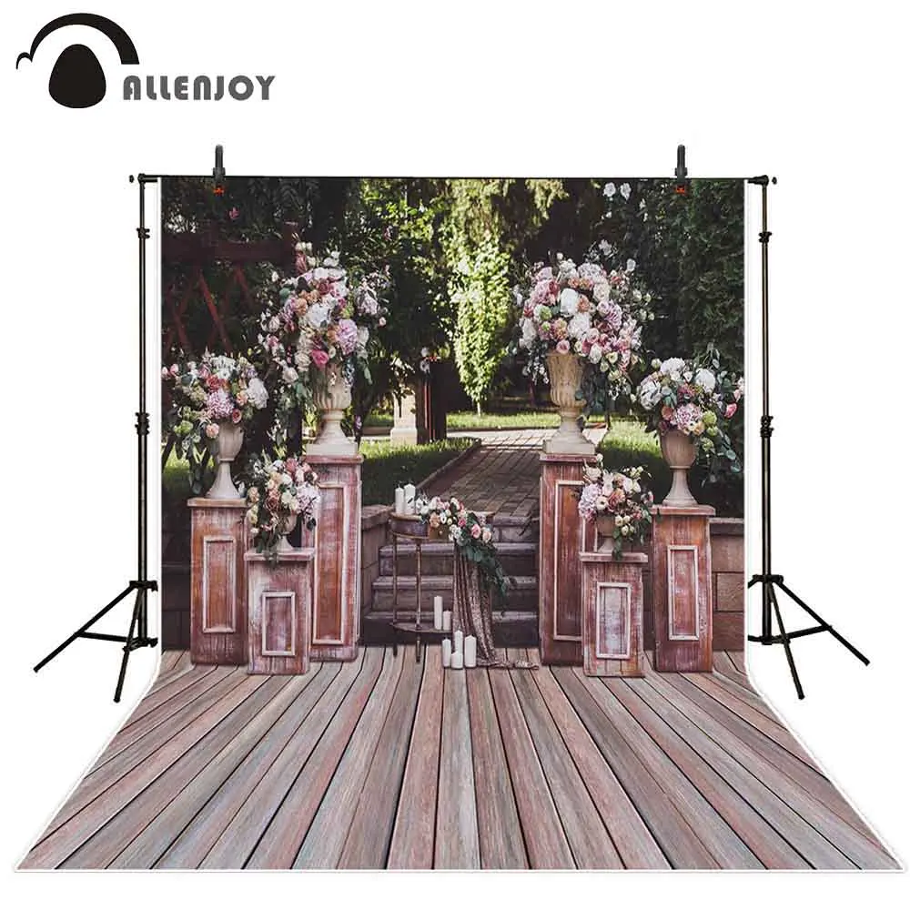 Фотофон allenjoy фоны для свадебной фотосъемки Весенний сад деревянный пол цветок дерево фотостудия фотобудка