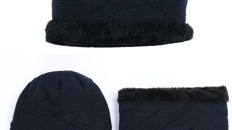 Новая модная зимняя мужская шапка, зимние женские шапки skullies, теплая утолщенная шапка, вязаная шапочка, комплект из 2 предметов, мужская шапка