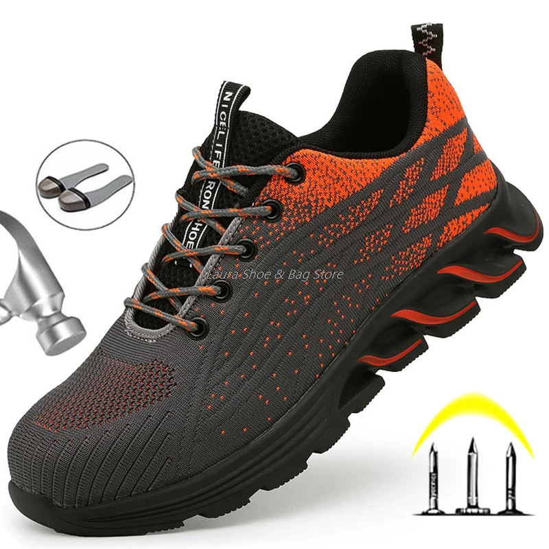 Zapatillas de trabajo indestructibles con punta de acero para hombre, calzado de seguridad, antipinchazos, envío directo