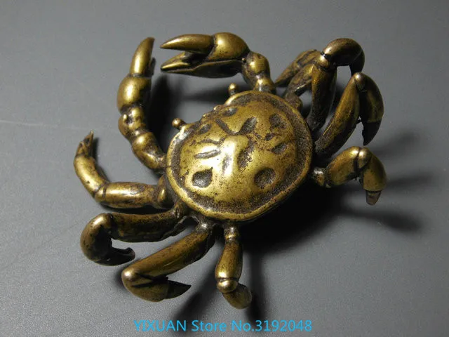 Solid pure brass crab tea pet ornaments antique crafts bronze decoration collection |