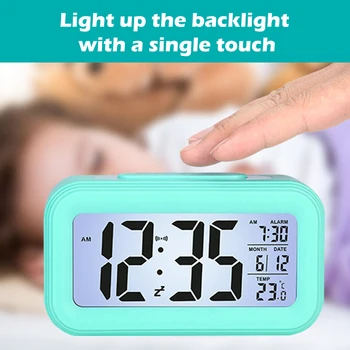 

LED Digital Alarm Clock Home Table Backlight Display Electronic Smart Clocks Temperature & Calendar Snooze Function Alarm Clock