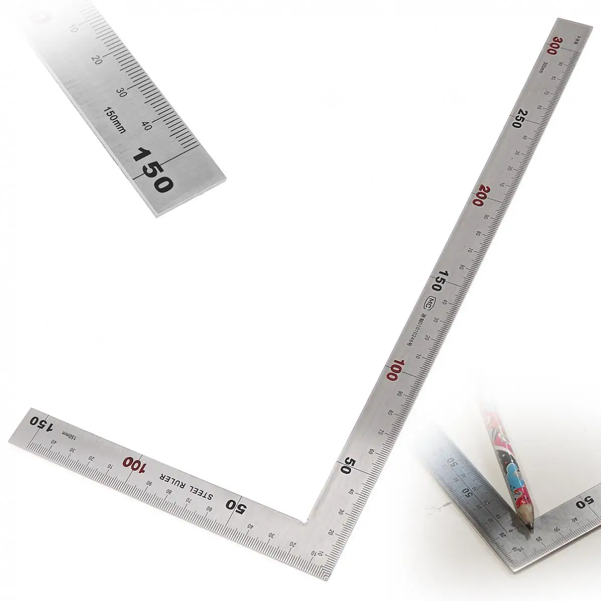 

Stainless Steel Right Angle Ruler 150 x 300mm 90 Degree Angle Metric Ruler