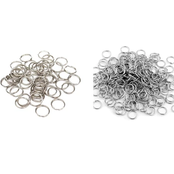 

NEW-1050 Pcs Split Keyring Keychain Key Ring Loop Holder Clasps Keyfob Connector, 1000 Pcs 8mm & 50 Pcs 25mm