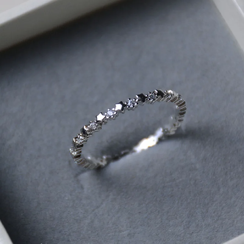 Women Zircon Rings Silver Color Alloy Party Wedding Engagement