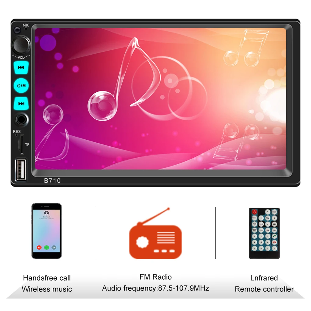 Bluetooth 7 дюймовый 2DIN HD Автомагнитола MP5 цифровой сенсорный экран проигрыватель