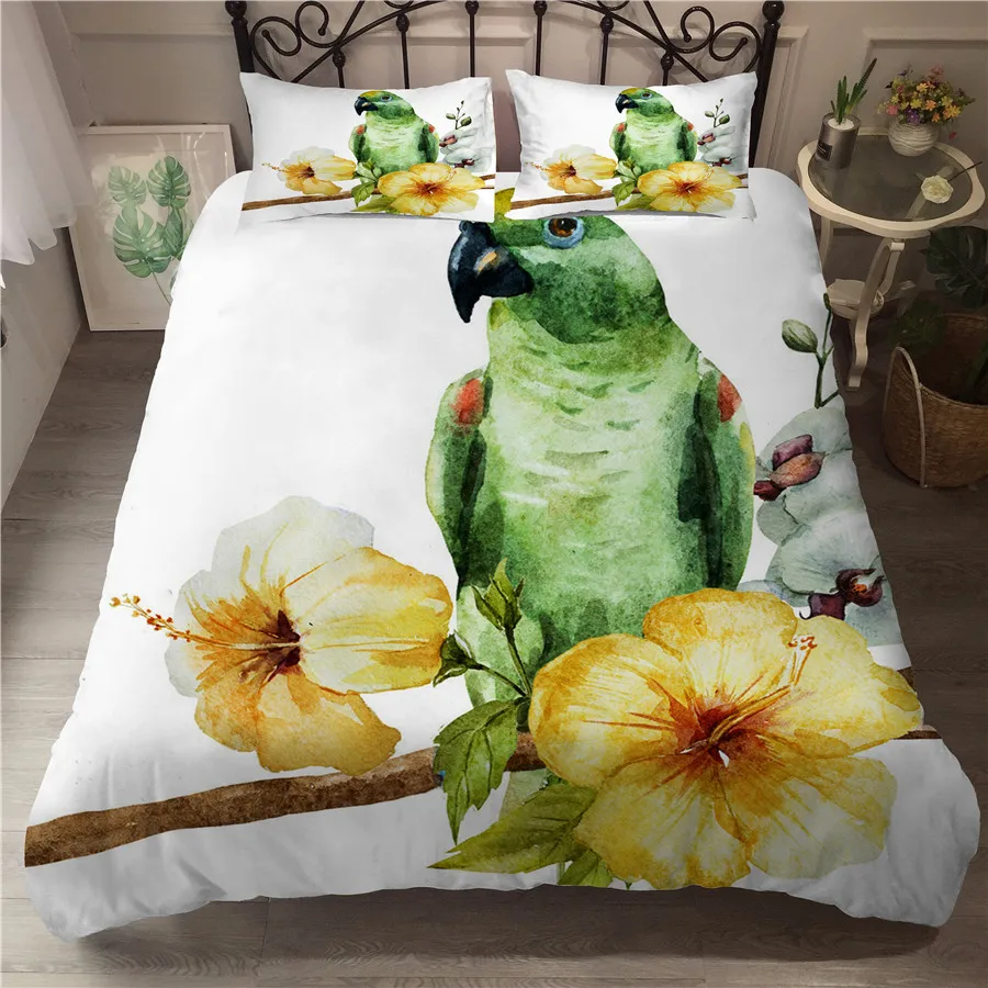 

A Bedding Set 3D Printed Duvet Cover Bed Set Plant Toucan Home Textiles for Adults Bedclothes with Pillowcase #DZN04