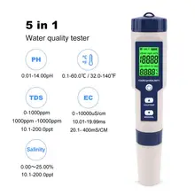 Yieryi Professional Digital Water Tester 5 In 1 PH/TDS/EC/Salinity/Temperature Tester Pen Waterproof Multi-Function Meter pen type digital ph temperature meter tester acidimeter 1 00 15 00 ph