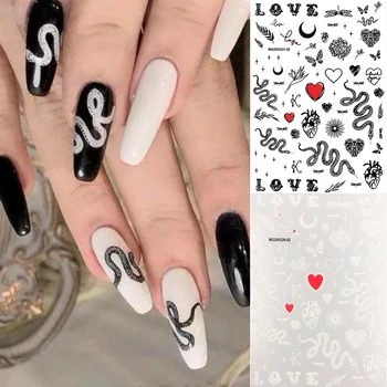 

2020 Hot DIY Serpentine 3D Nail Art Sticker Adhesive Sticker Decals Tool Black Snake Deisgn Nail Art Wraps Decoration