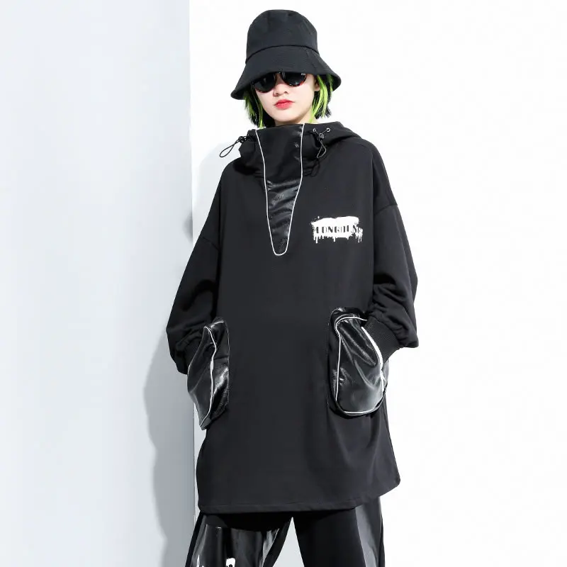 XITAO Patchwork Print Pattern Irregular Hoodie
