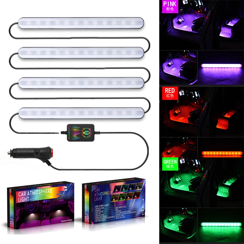 Автомобильный RGB светодиодный светильник музыка голосовое управление интерьер