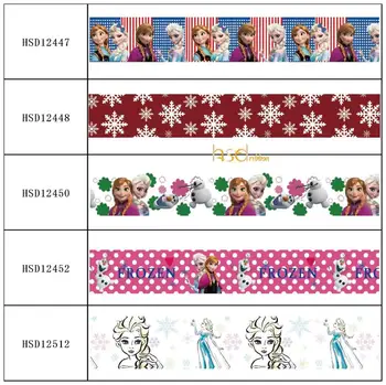 

HSDCraft 22MM 38MM 50MM 75MM Winter Princess design printed hsd-design HT Grosgrain Ribbon 10Yards/Roll