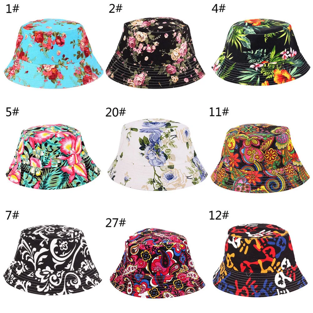 New Summer Floral Sun Hat Bucket Funny Summer Holiday Novelty Beach Outdoor Cap Fishing Hats Sun Protetion for Men Women