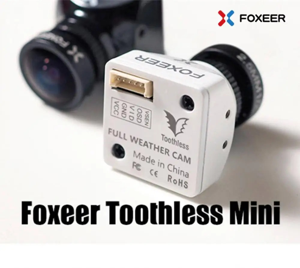 

Foxeer Toothless Mini All-weather Camera CMOS 1/2 2.1mm Lens 1200TVL PAL NTSC 4:3 16:9 OSD Menu Remote Control w F405 F722 FC