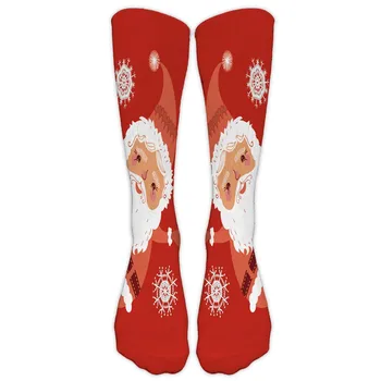 

JAYCOSIN Socks Women 3D Christmas Santa Elk Print Long Sports Socks Girls Thigh High Socks Casual Work Business Socks Winter 918
