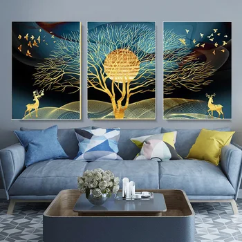 

DIY Diamond Embroidery,Round Diamond Nordic living room atmosphere elk triple Full rhinestone Diamond painting cross stitch