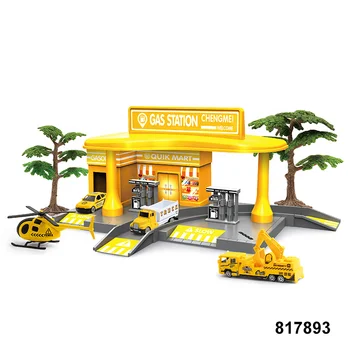 

engineering series sliding vehicle gas station diy parking garage toy 817893