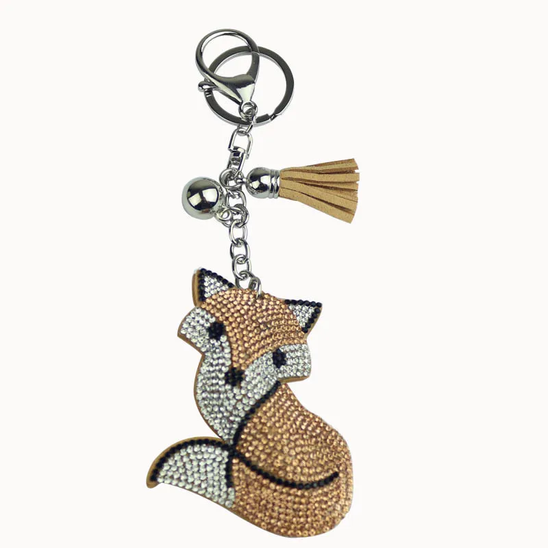 Отечественного производителя популярная стиль флис многоцветные с инкрустацией стразами Fox в форме брелок обжигающий станок горячей бурения планы брелок с лисой