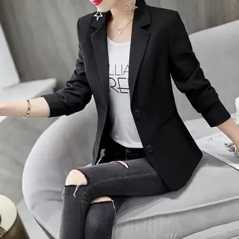 

Spring&Autumn Professional Small Suit Women Korean Version of Solid Color Ladies Suit Temperament Commuter Female Jacket Blazer