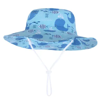 

Baby Printing Sun Hat Adjustable Chin Strap Outdoor Toddler Swim Beach Pool Cap Kids UPF 50+ Wide Brim Summer Play Bucket Hats