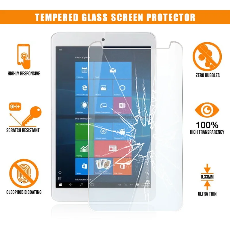 

For Vido W8C Tablet Tempered Glass Screen Protector 9H Premium Scratch Resistant Anti-fingerprint HD Clear Film Cover