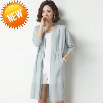 

Long Women Cardigan Sweater Drawstring Autumn Winter Open Cardigans With Pocket Knit Coat Winter Women Clothing