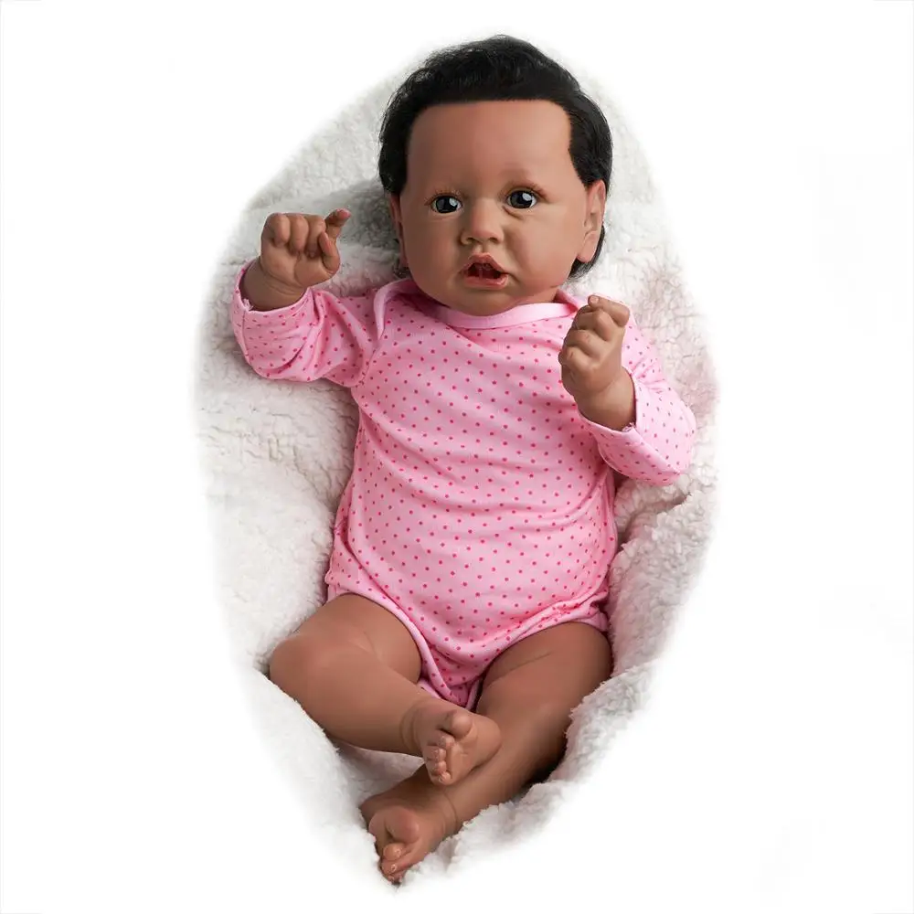 Miaio Reborn Baby Doll 22 Inches Lifelike Newborn Sweet African American Baby Vinyl Reborn Doll