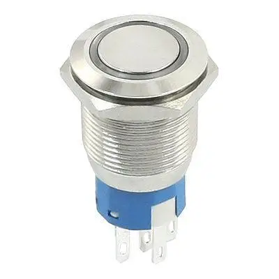 

DC 12V 3A Blue LED Angel Eye SPDT Momentary Metal Push Button Switch 19mm