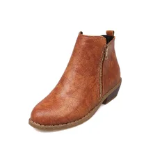 

Women Boots Ankle Fashion Leopard-print Boots Women's Autumn Winter Thick Heel Mid-heel Side Zipper Plus Size Boots Woman 2021