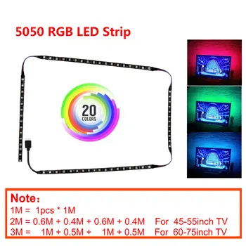 

USB LED Strip 5050 RGB Flexible LED Light DC5V RGB Color Changeable TV Background Lighting.