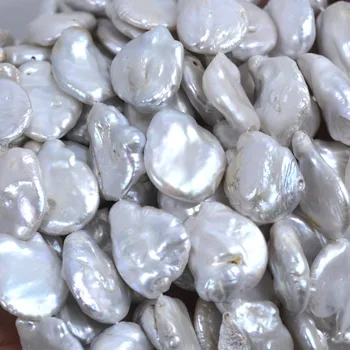 

Natural Pearl 20mm White Coin Pearls Beads Full Strand For Jewelry Making DIY Bracelets Necklaces