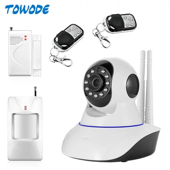 

Towode 720P WIFI Pan/Tilt Network IP Camera APP Control Motion Detector Door/window Sensors Security Alarm system