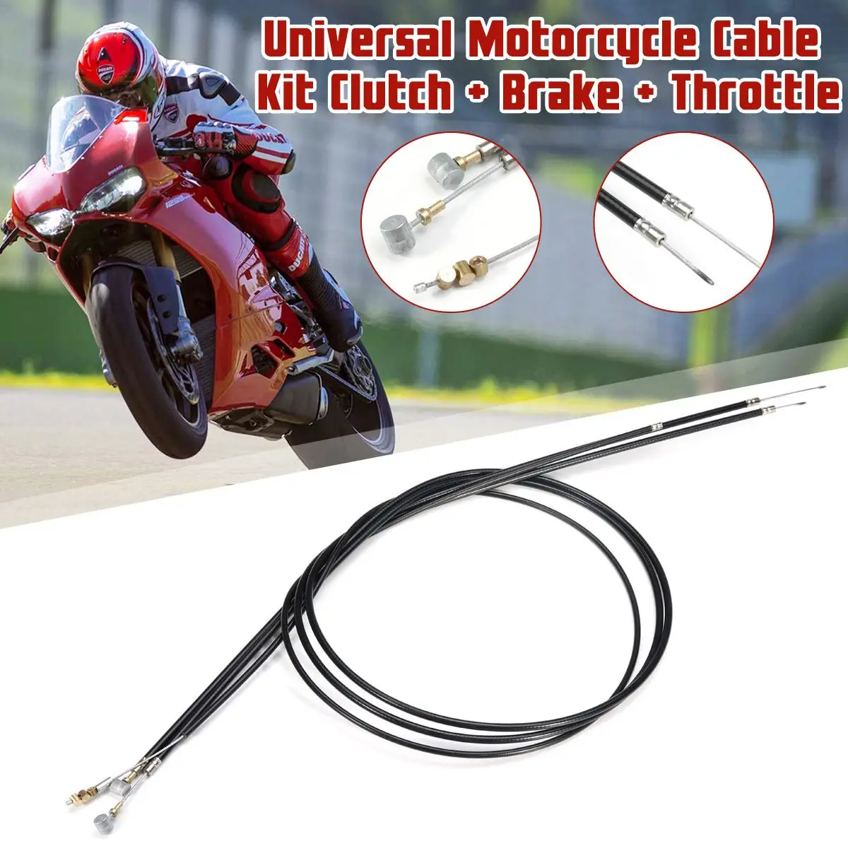 

Universal Black Motorcycle Cable Set, Clutch, Brake, Throttle
