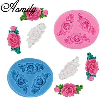 

Aomily Rose Flowers Shape Cake Molds DIY Fondant Molds Pastry Chocolate Candy Jelly Cake Mould Silicone Mold Cookie Baking Tools