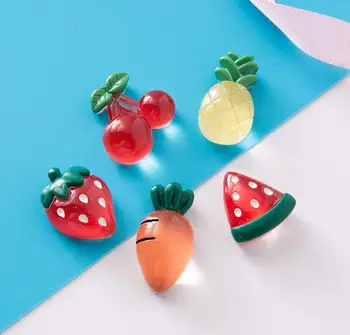 

Fruit Resin Cabochon Flat Back Turnip pineapple watermelon strawberry cherry Artificial Decorative Craft Play DollHouse Toy