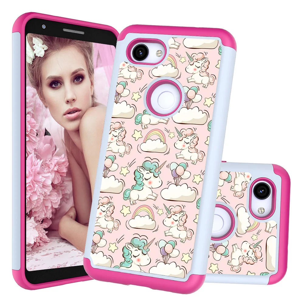 

2 In 1 Hybrid Shockproof Cases for Google Pixel 3 3 XL Cover for Google Pixel 3a 3a XL Hard PC Soft TPU Lovely Funda Coque Gifts