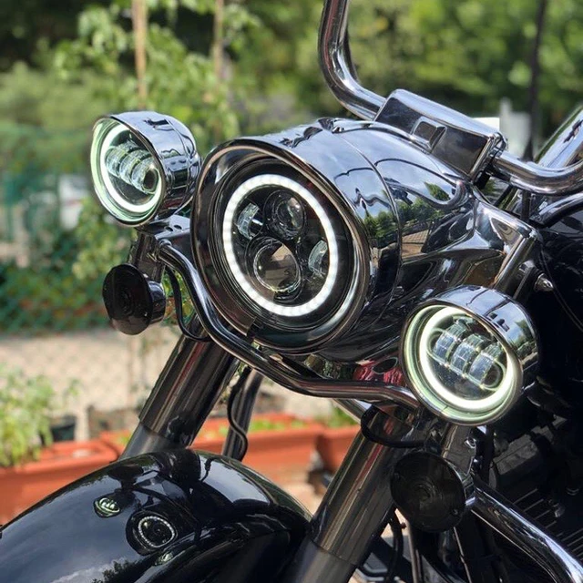 Para Harley Motorcycle Light Davidson Electra Glide Softail Fat Boy Touring 7 Pulgadas Motor Led Faro Con Faros Antiniebla De 45 Pulgadas