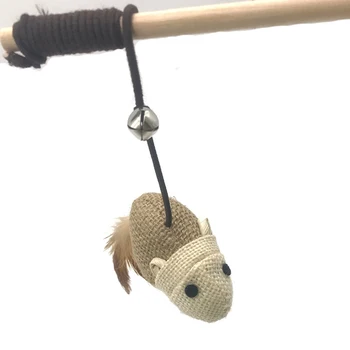 

Funny Pet Cat Teaser Interactive Toys Kitten Sisal Feather Wood Wand Catcher Kitten Pet Supply for Household Cat Pet